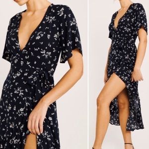Abercrombie & Fitch Floral Wrap Midi Dress